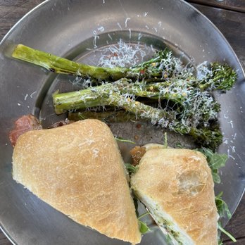 Eureka! - Napa Chicken Sandwich with Side of Broccolini. - Burgers Near Me - Claremont, California
