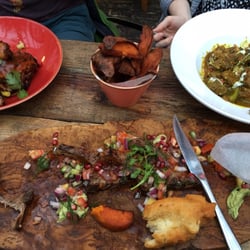 The Drop - Jerk chicken, lamb (surprisingly spicy!), sweet potato wedges, fried dumplings (weirdly good) and goat curry.