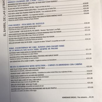 El Barril de las Letras - Menu 1 - Seafood Near Me - Madrid, M El Barril de las Letras - Menu 1 - Seafood Near Me - Madrid, M