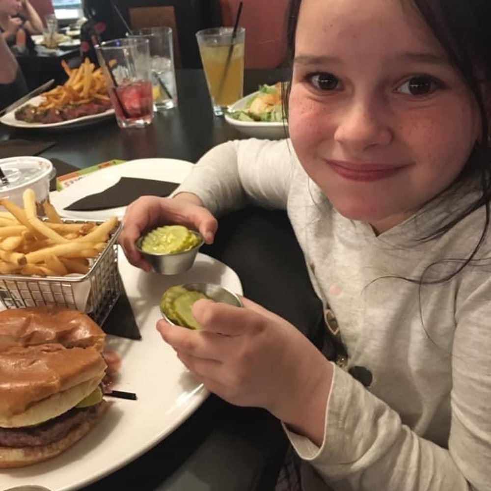 110 Grill - My daughter and her extra pickles!!! - New American Near Me - Poughkeepsie, New York