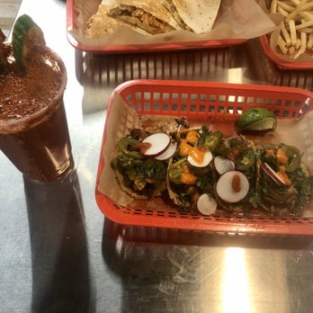 Baja Tacos and Burritos - Classic Michelada and Al Pastor tacos.  I asked for the pickled jalapeños. - Mexican Near Me - Nashua, New Hampshire