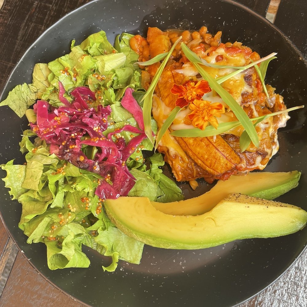 Plantain with lentils, avocado and salad. Dish of the day! Plantain with lentils, avocado and salad. Dish of the day!