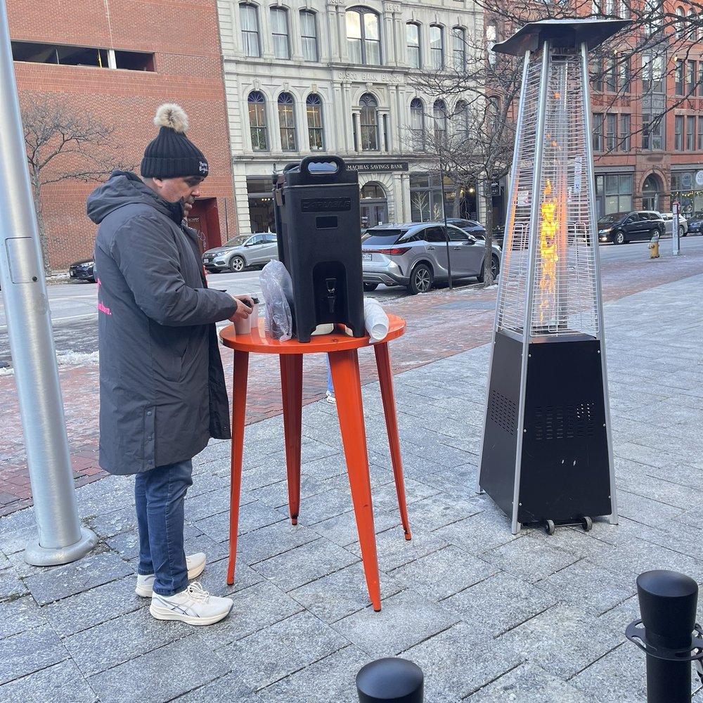 PopUp Bagels - Serving hot chocolate with cinnamon- excellent - Bagels Near Me - Boston, Massachusetts