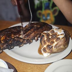 Texas Roadhouse - Ribs - loaded sweet potato