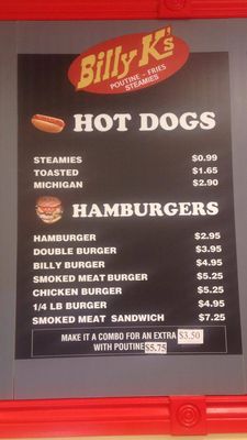 Menu photo 1 Billy K's Brockville, ON