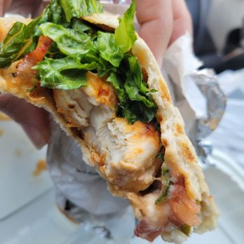Hummus Bean - Inside the chicken kebab wrap - Mediterranean Near Me - Anaheim, California