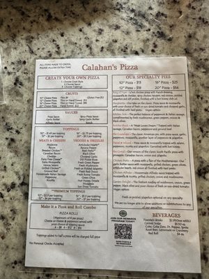 Menu photo 1 Calahan's Pub and Pizza New Braunfels, TX Menu photo 1 Calahan's Pub and Pizza New Braunfels, TX