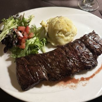 Manny's Wood Grill Steakhouse - Skirt steak with mashed potatoes, also had a size of mushrooms and peppercorn sauce not pictured. - Steakhouses Near Me - Doral, Florida