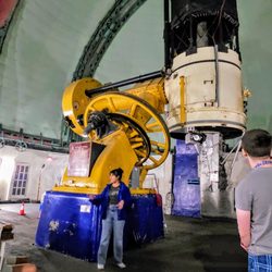 Dominion Astrophysical Observatory - 72" main lens reflector telescope with spectrograph (spectroscopy) under underneath.