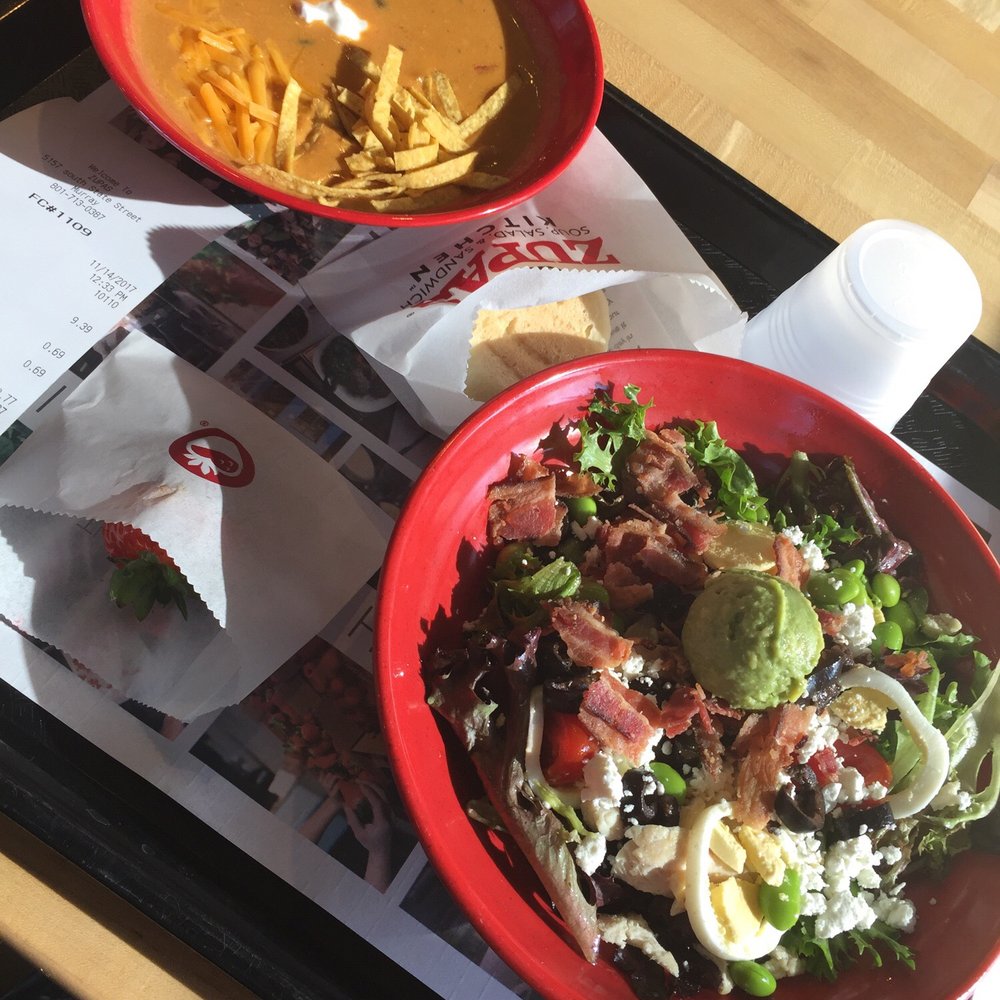 Café Zupas - Soup and salad combo. California Cobb and enchiladas soup - Soup Near Me - Murray, Utah Café Zupas - Soup and salad combo. California Cobb and enchiladas soup - Soup Near Me - Murray, Utah