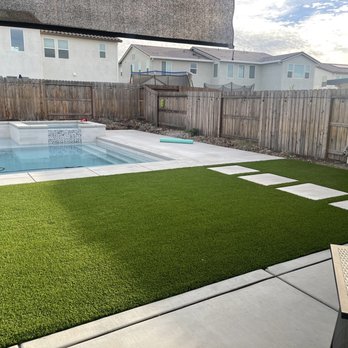 California Trademark Pools - Now we have Turf (done by Landscaper - Ledgestone) - Pool & Hot Tub Service Near Me - Lincoln, California