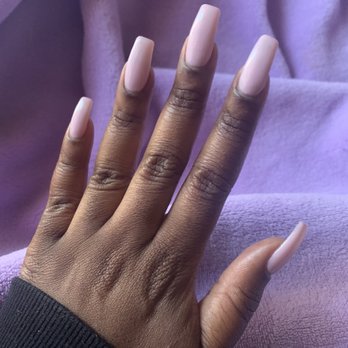 Flowers Nails - Perfect coffin-esque shape and amazing gel color! - Nail Salons Near Me - Clayton, North Carolina