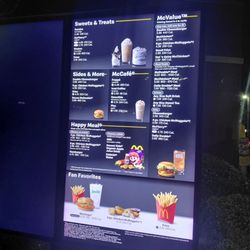 McDonald's - Drive thru menu