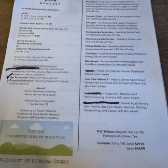 Black Heath Meadery - Mead menu- changes weekly - Meaderies Near Me - Richmond, Virginia Black Heath Meadery - Mead menu- changes weekly - Meaderies Near Me - Richmond, Virginia