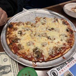 a pizza on a pan a pizza on a pan