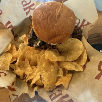 Yak's on the 5 - Burger with chips - Burgers Near Me - Dunsmuir, California Yak's on the 5 - Burger with chips - Burgers Near Me - Dunsmuir, California