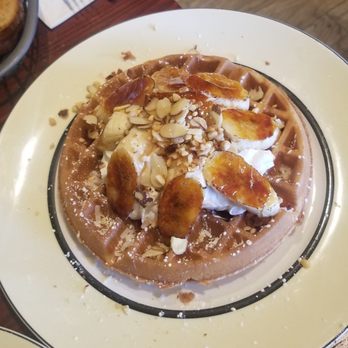 Sugar Rush Cafe - french coconut banana almonds waffle combo - Breakfast & Brunch Near Me - Walnut, California