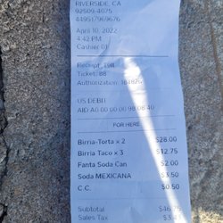 Tacos.El.parrillazo - Receipt of overpriced food