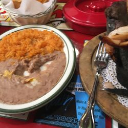 Los Tequilas - Comes with a side of beans, rice, and tortillas.