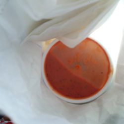 Aloha Salads - Comfort on a take out container. Tomato soup w/a little pita