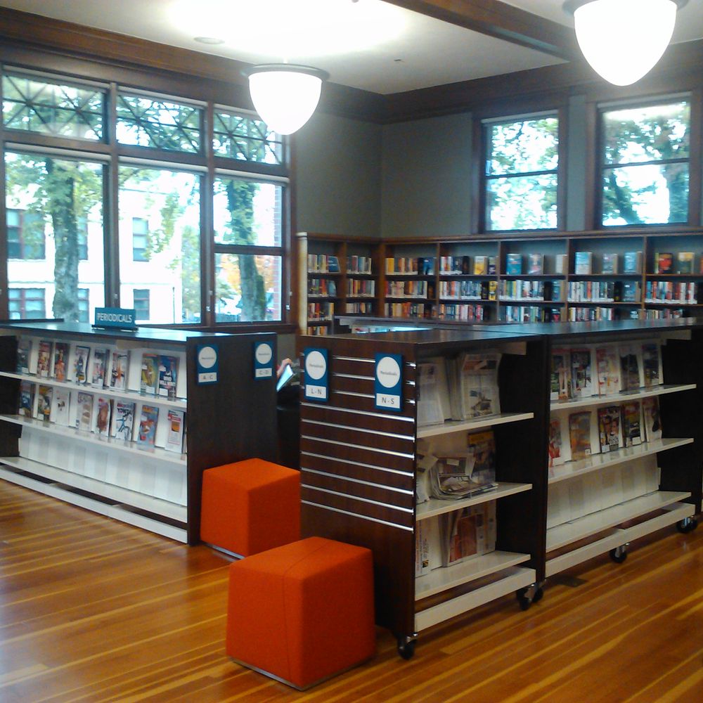 Oregon City Public Library - Where those big windows are is where the circulation desk used to be. This now appears to be a large periodicals area. - Libraries Near Me - Oregon City, Oregon Oregon City Public Library - Where those big windows are is where the circulation desk used to be. This now appears to be a large periodicals area. - Libraries Near Me - Oregon City, Oregon