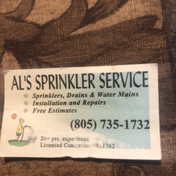 Al’s Sprinkler Service - Al's business card