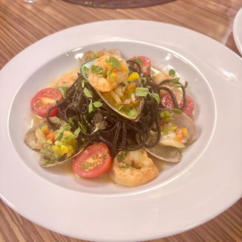 La Ricotta - Linguine Nero with Shrimp, Mussels & Clams - Italian Near Me - Porto, 13 La Ricotta - Linguine Nero with Shrimp, Mussels & Clams - Italian Near Me - Porto, 13