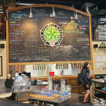 Brew Republic Bierworks - a man standing in front of a blackboard - Breweries Near Me - Woodbridge, Virginia
