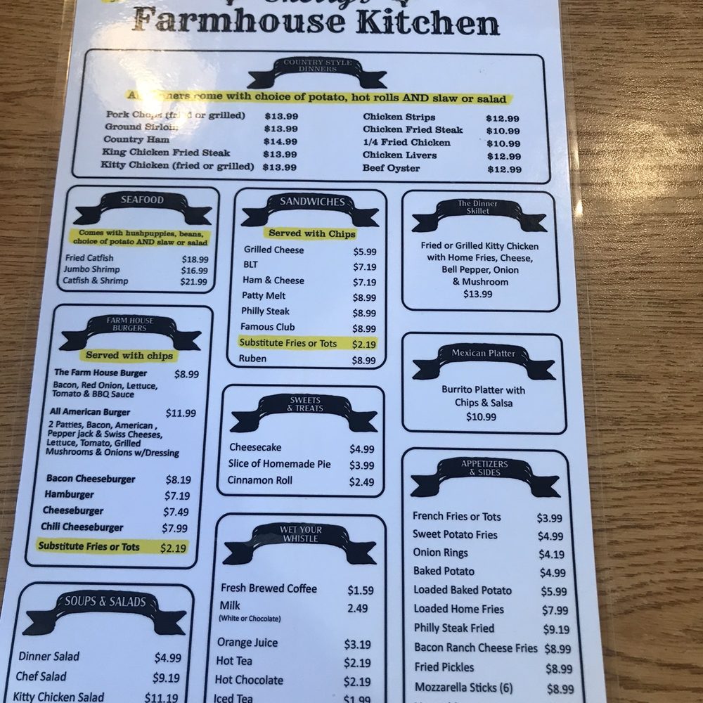 Sherry's Farmhouse Kitchen - Menu - Seafood Near Me - Sallisaw, Oklahoma Sherry's Farmhouse Kitchen - Menu - Seafood Near Me - Sallisaw, Oklahoma