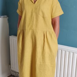 Sew In Brighton - Sheila in her Merchant & Mills Factory Dress. Mainly made in Stitch Sewing & Clothes Making Classes. Finished at home. Sew In Brighton