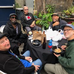 Tape Vault Studio - JJB having lunch with Chris. Mid-session break.