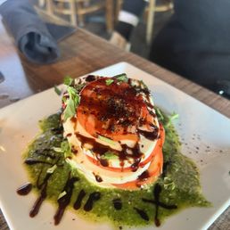 Tomato and balsamic vinegar and motz cheese