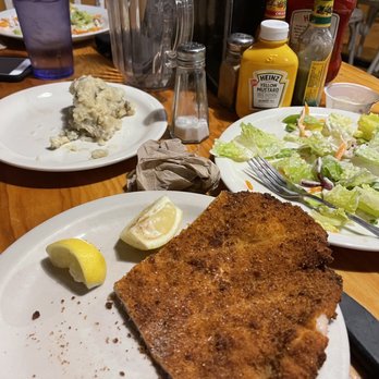 The Bird - Schnitzel with mashed potatoes and house salad (homemade ranch!). - American Near Me - Jackson, Wyoming
