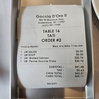 Goccia D'oro ll - Bill May 2026 - Italian Near Me - Lindenhurst, New York