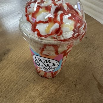 Our Place - Raspberry cream mocha frappe - Coffee & Tea Near Me - Pahrump, Nevada Our Place - Raspberry cream mocha frappe - Coffee & Tea Near Me - Pahrump, Nevada