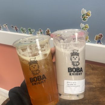Boba Knight - Peach Green Tea & Taro Milk Tea - Bubble Tea Near Me - Fairfax, Virginia