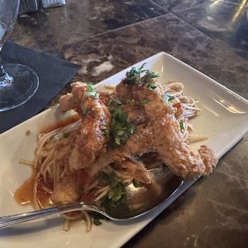Frederick's Bistro - Crispy Calamari over Spicy Chinese Noodles - French Near Me - San Antonio, Texas