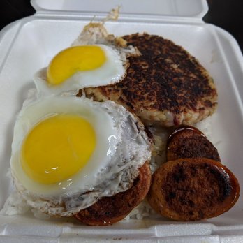 Harry's Café - Corned beef hash, eggs, rice, and side portagee sausage - Breakfast & Brunch Near Me - Honolulu, Hawaii Harry's Café - Corned beef hash, eggs, rice, and side portagee sausage - Breakfast & Brunch Near Me - Honolulu, Hawaii