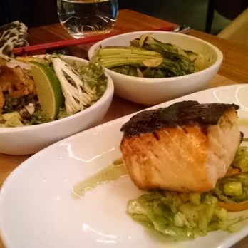 Komodo Miami - Sweet soy salmon with calamari salad and bok choy - Asian Fusion Near Me - Miami, Florida