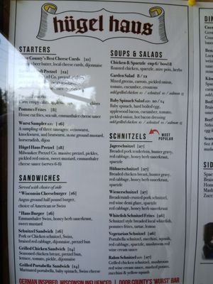 Menu photo 1 Hugel Haus Ellison Bay, WI Menu photo 1 Hugel Haus Ellison Bay, WI