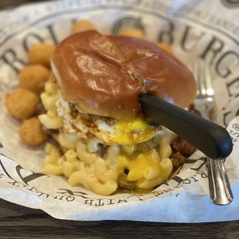 S&B's Burger Joint - Showing the runny egg. You don't have to get a egg on yours. - Pizza Near Me - Edmond, Oklahoma S&B's Burger Joint - Showing the runny egg. You don't have to get a egg on yours. - Pizza Near Me - Edmond, Oklahoma