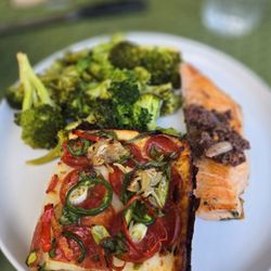 Forage - Grilled Salmon, Broccoli,  Seasonal Pan Pizza Slice