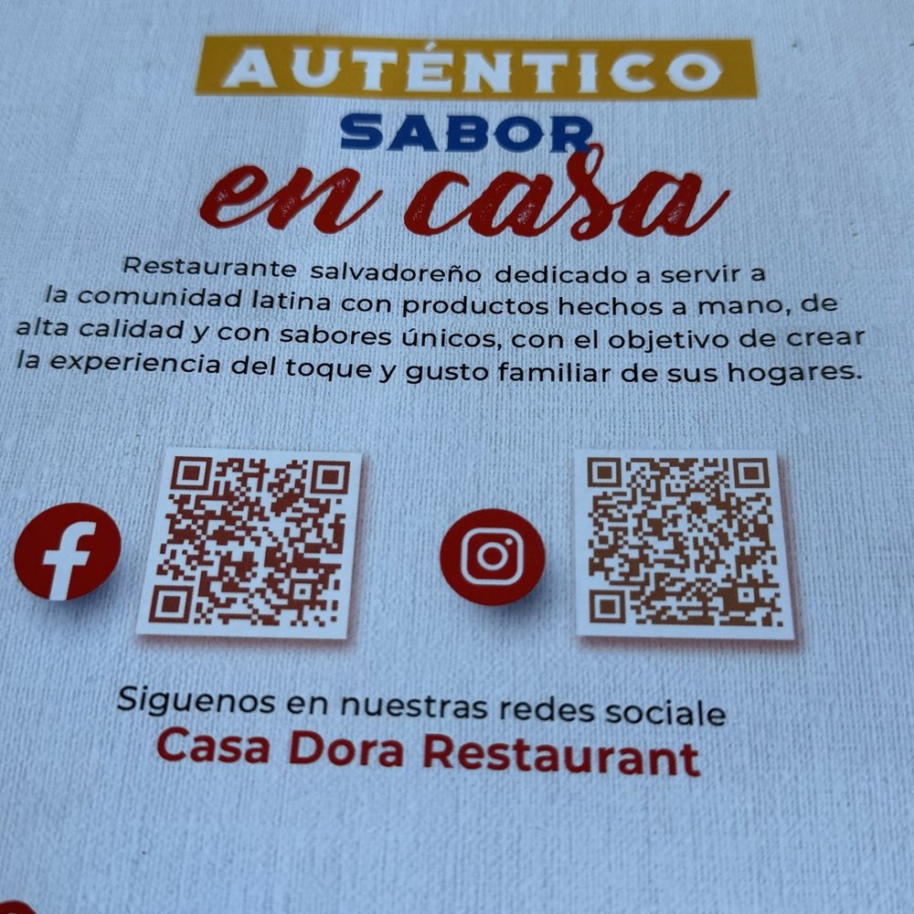 Casa Dora - The Menu. - Salvadoran Near Me - Hyattsville, Maryland