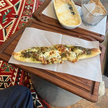 Turkish Cafe Co - Hummus (all done!) and cheesy pesto gondola Pide - Desserts Near Me - Fort Collins, Colorado Turkish Cafe Co - Hummus (all done!) and cheesy pesto gondola Pide - Desserts Near Me - Fort Collins, Colorado