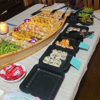 Shogun Sushi - Sushi boat D, spicy tuna rolls, soso fresh rolls, teriyaki chicken rolls - Sushi Bars Near Me - Carmichael, California Shogun Sushi - Sushi boat D, spicy tuna rolls, soso fresh rolls, teriyaki chicken rolls - Sushi Bars Near Me - Carmichael, California