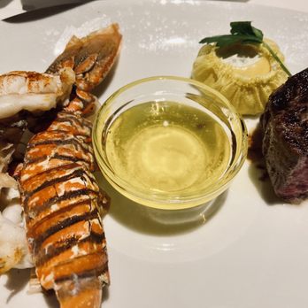 Eddie V's Prime Seafood - 8 oz Filet Mignon and South African Lobster Tail split plate - Seafood Near Me - Plano, Texas Eddie V's Prime Seafood - 8 oz Filet Mignon and South African Lobster Tail split plate - Seafood Near Me - Plano, Texas