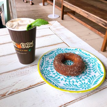 Philz Coffee - Mint mojito drink with blue star donut - Coffee & Tea Near Me - Encinitas, California Philz Coffee - Mint mojito drink with blue star donut - Coffee & Tea Near Me - Encinitas, California