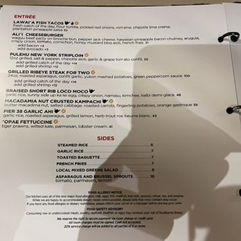 RumFire - Dinner menu at RumFire at the Sheraton Waikiki Beach Resort in Waikiki, Honolulu, Hawaii. - Asian Fusion Near Me - Honolulu, Hawaii