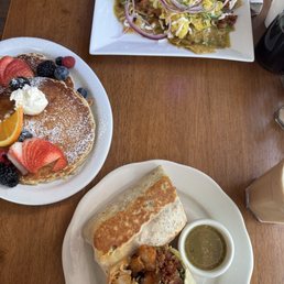 Breakfast burrito and Chilaquiles Breakfast burrito and Chilaquiles