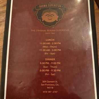 Burma Superstar - menu - Burmese Near Me - San Francisco, California